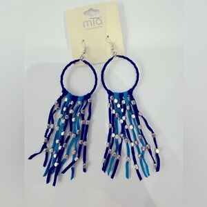 MIA Blue Tassel Fringe Earrings